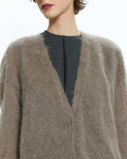_MALLONI Cardigan in lana soffice TORTORA