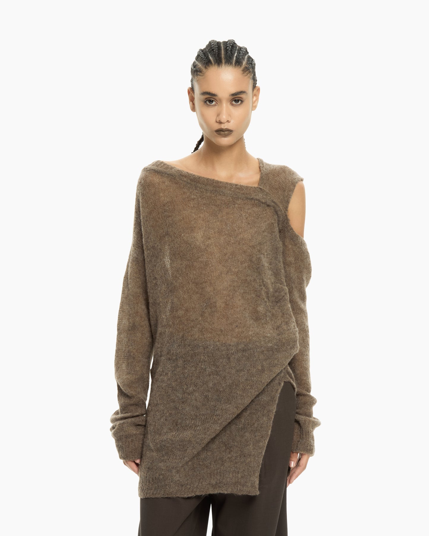 _MALLONI Maglia asimmetrica MARRONE