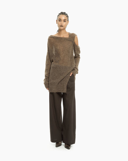 _MALLONI Maglia asimmetrica MARRONE