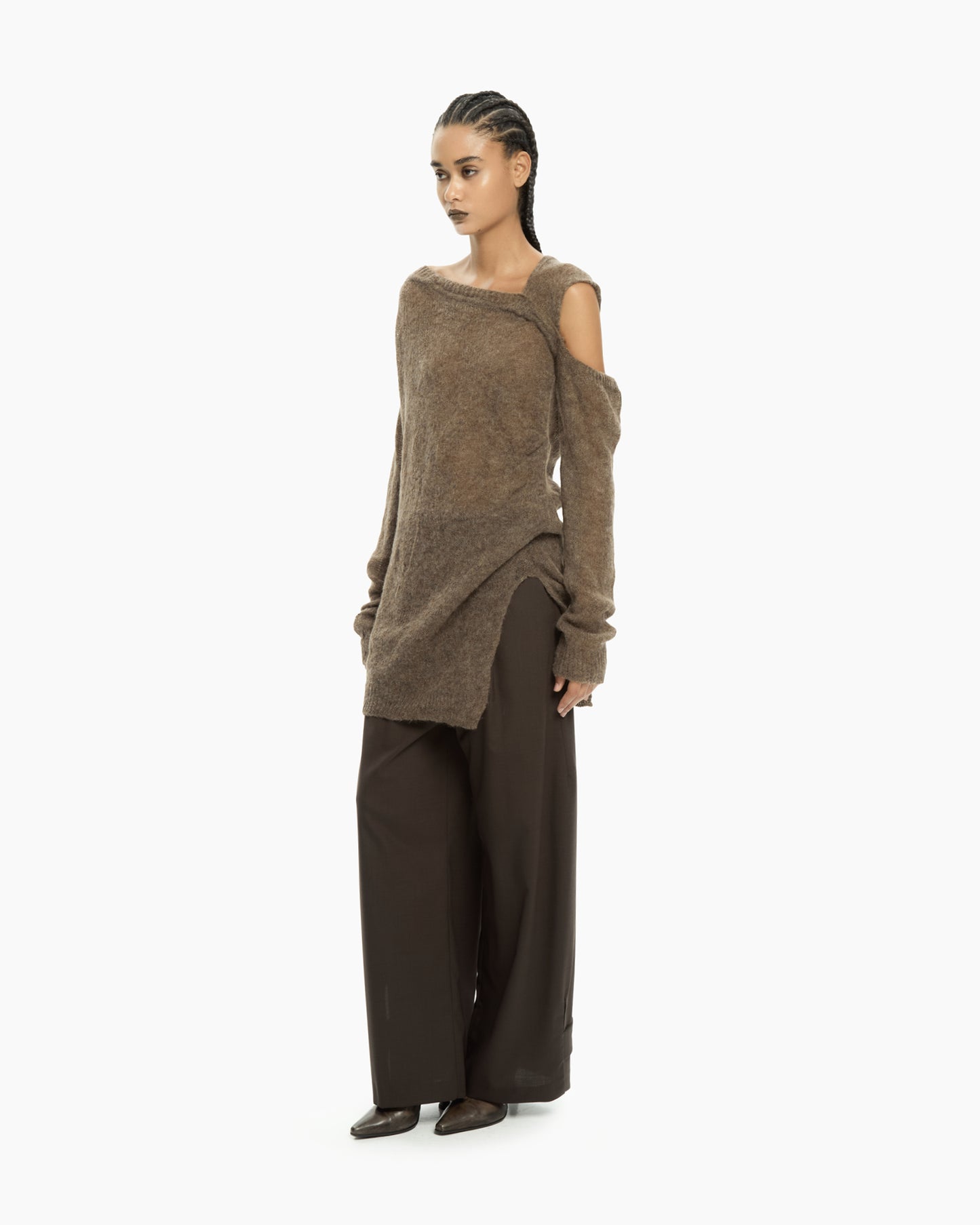 _MALLONI Maglia asimmetrica MARRONE