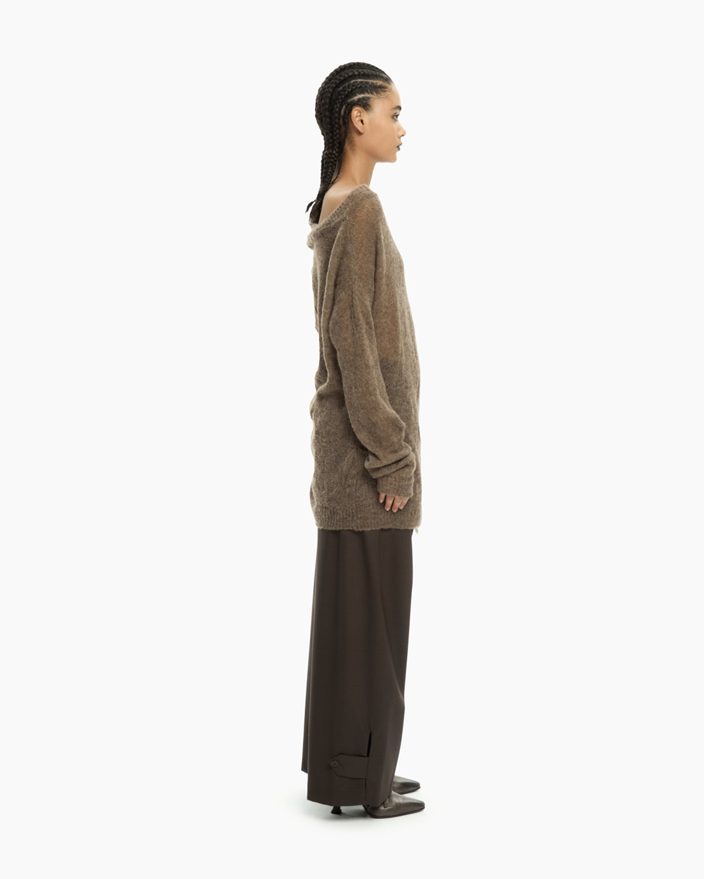 _MALLONI Maglia asimmetrica MARRONE