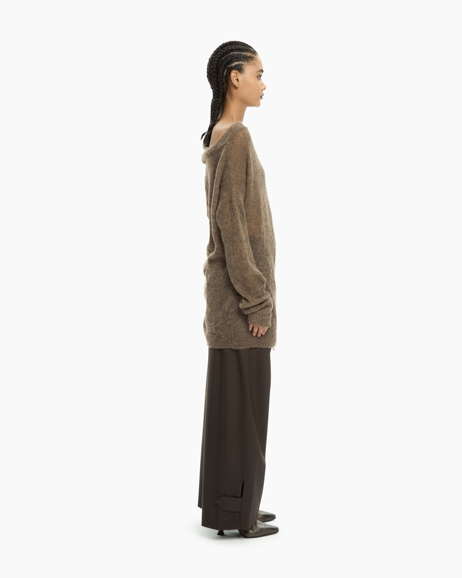 _MALLONI Maglia asimmetrica MARRONE