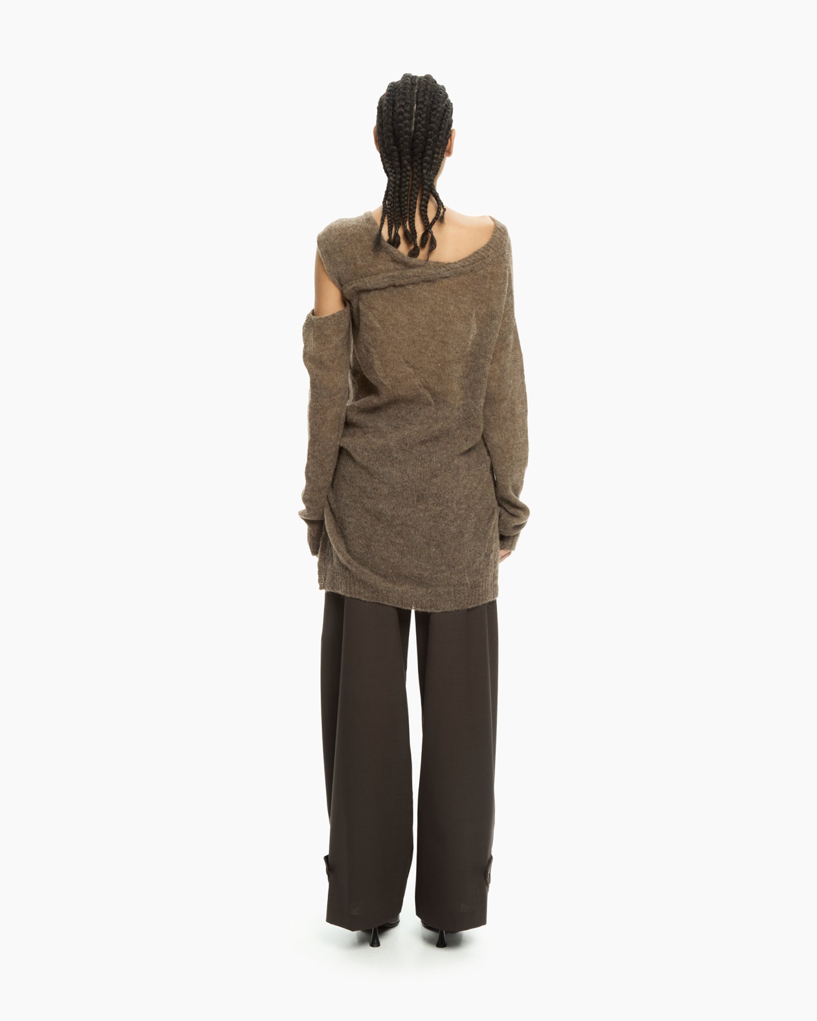 _MALLONI Maglia asimmetrica MARRONE