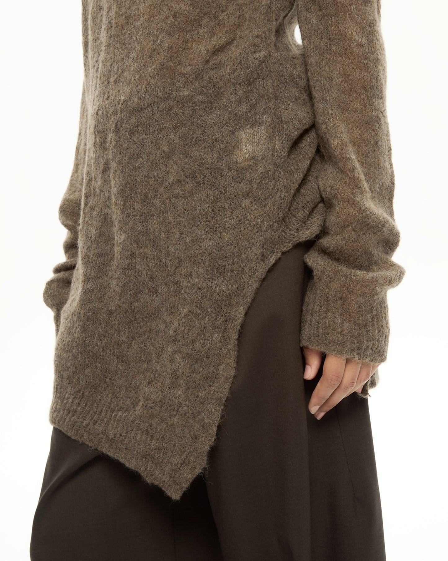 _MALLONI Maglia asimmetrica MARRONE