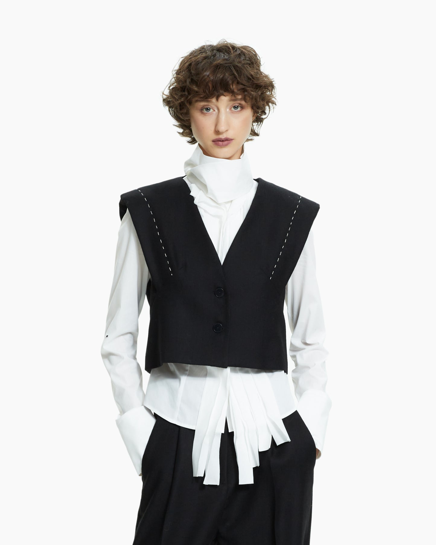 _MALLONI Gilet cropped NERO