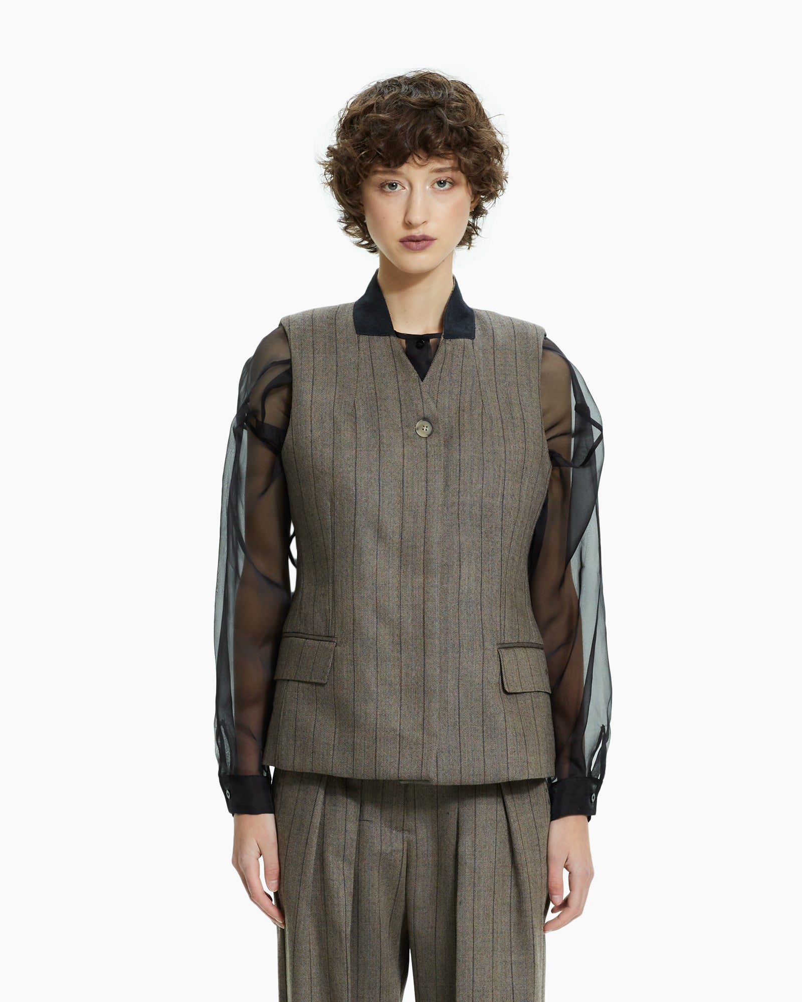 _MALLONI Gilet gessato moderno GRIGIO