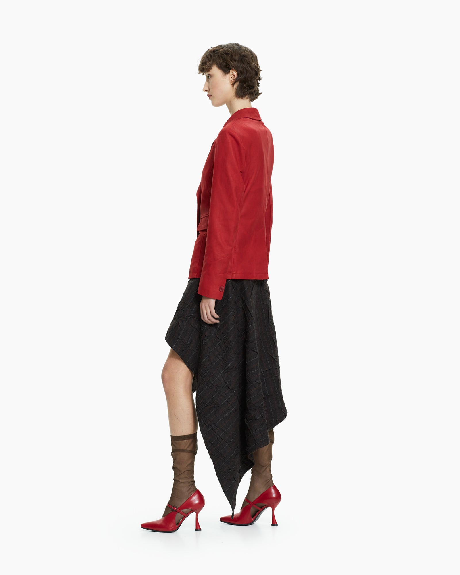 _MALLONI Giacca doppiopetto in pelle ROSSO