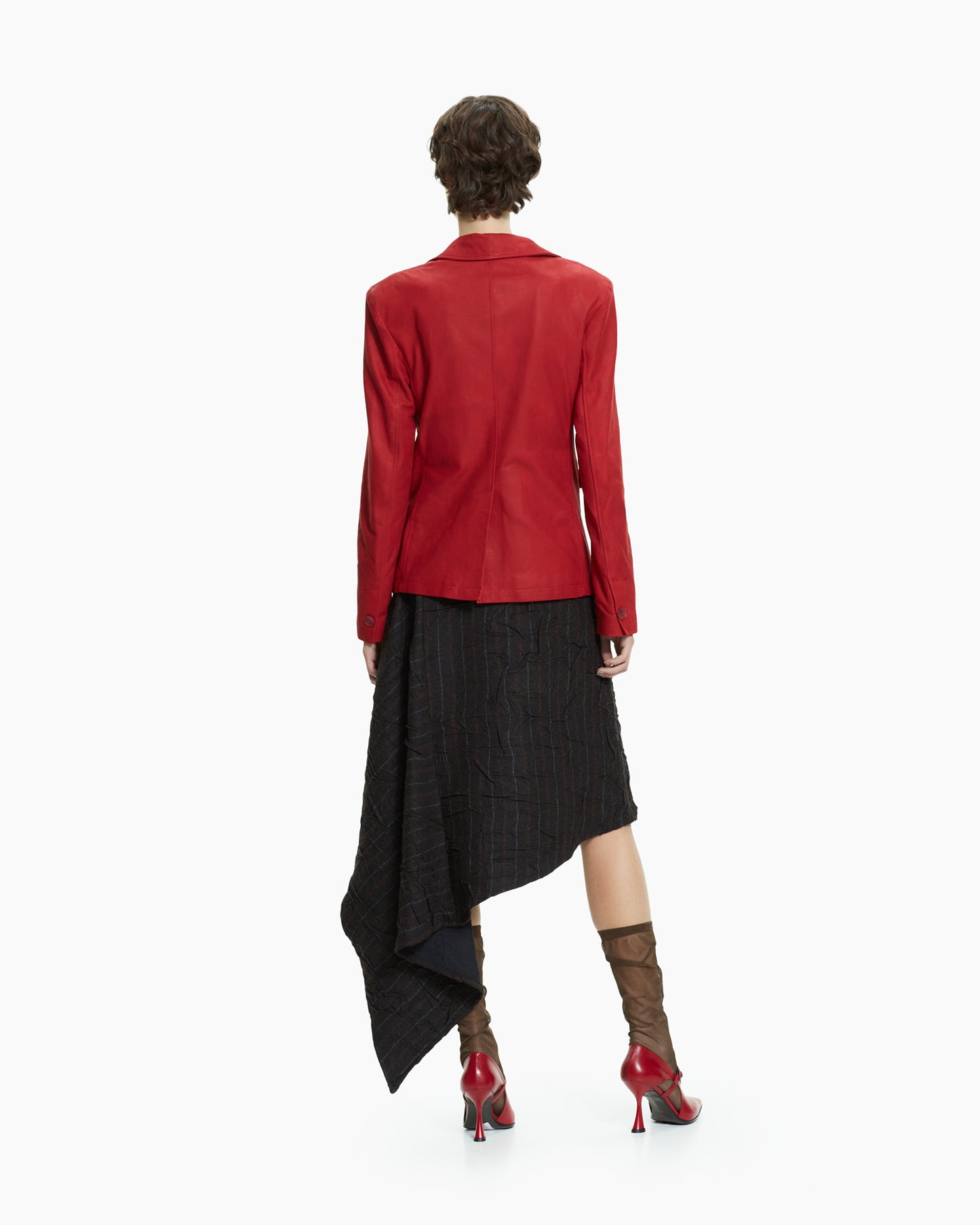 _MALLONI Giacca doppiopetto in pelle ROSSO