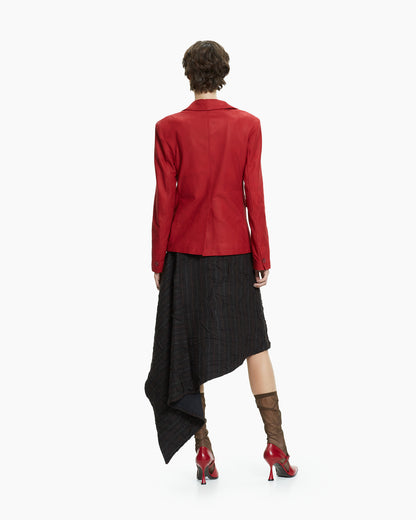 _MALLONI Giacca doppiopetto in pelle ROSSO