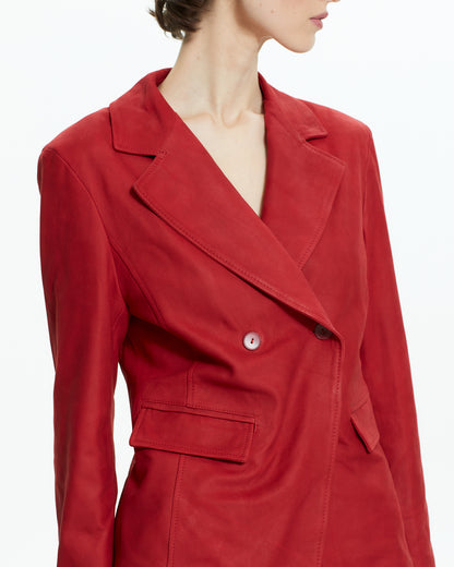 _MALLONI Giacca doppiopetto in pelle ROSSO