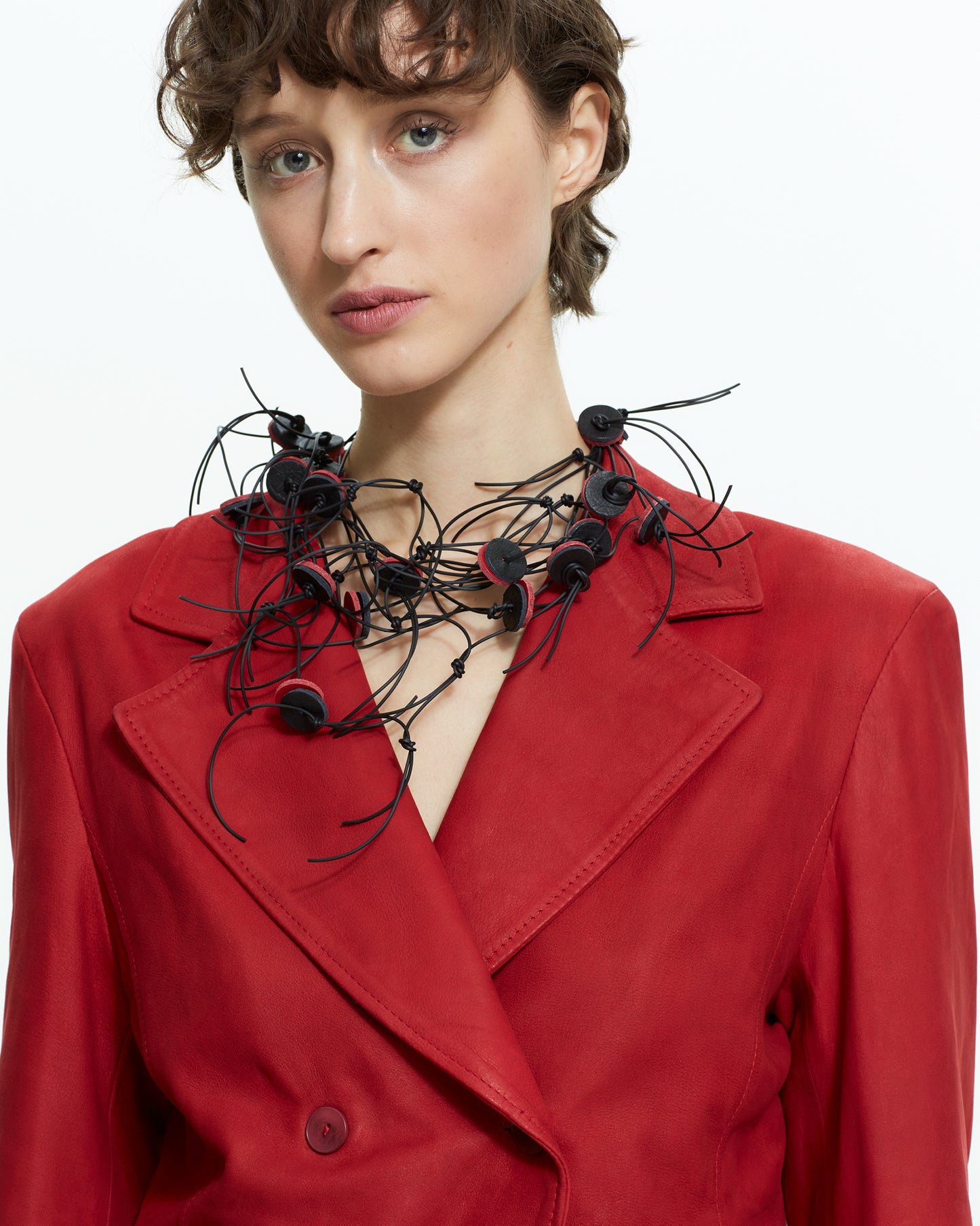 _MALLONI Giacca doppiopetto in pelle ROSSO