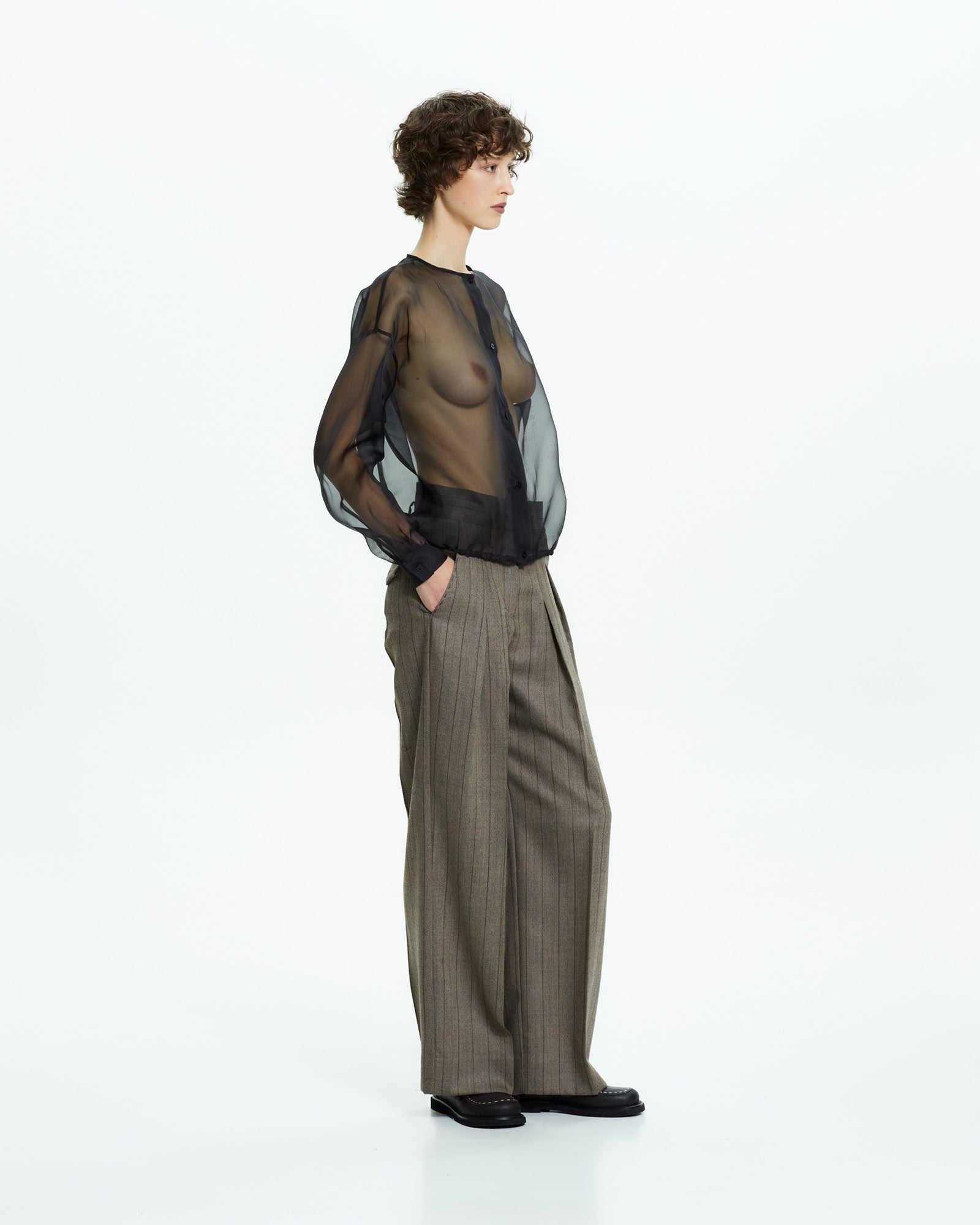 _MALLONI Camicia trasparente NERO