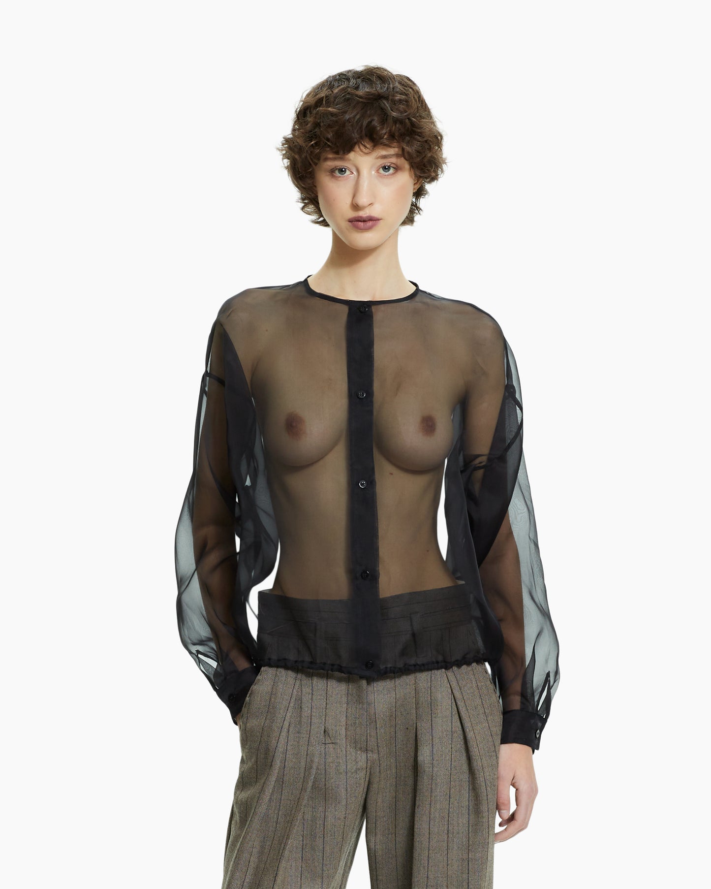 _MALLONI Camicia trasparente NERO
