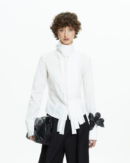 _MALLONI Camicia scultorea con collo drappeggiato BIANCO