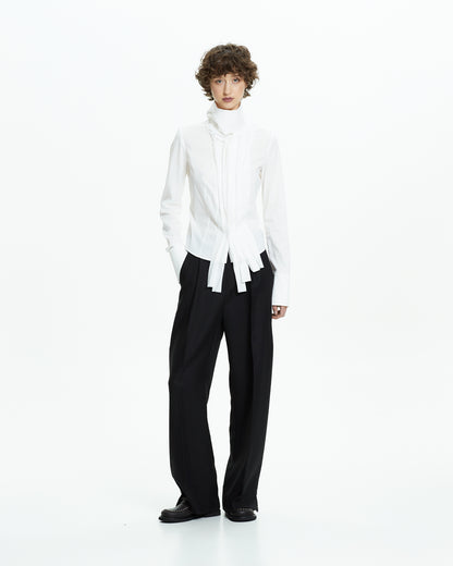 _MALLONI Camicia scultorea con collo drappeggiato BIANCO