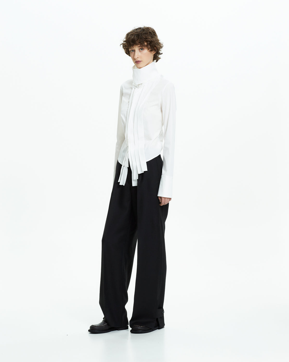 _MALLONI Camicia scultorea con collo drappeggiato BIANCO