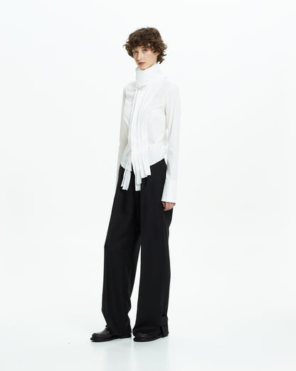_MALLONI Camicia scultorea con collo drappeggiato BIANCO