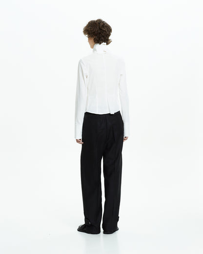 _MALLONI Camicia scultorea con collo drappeggiato BIANCO