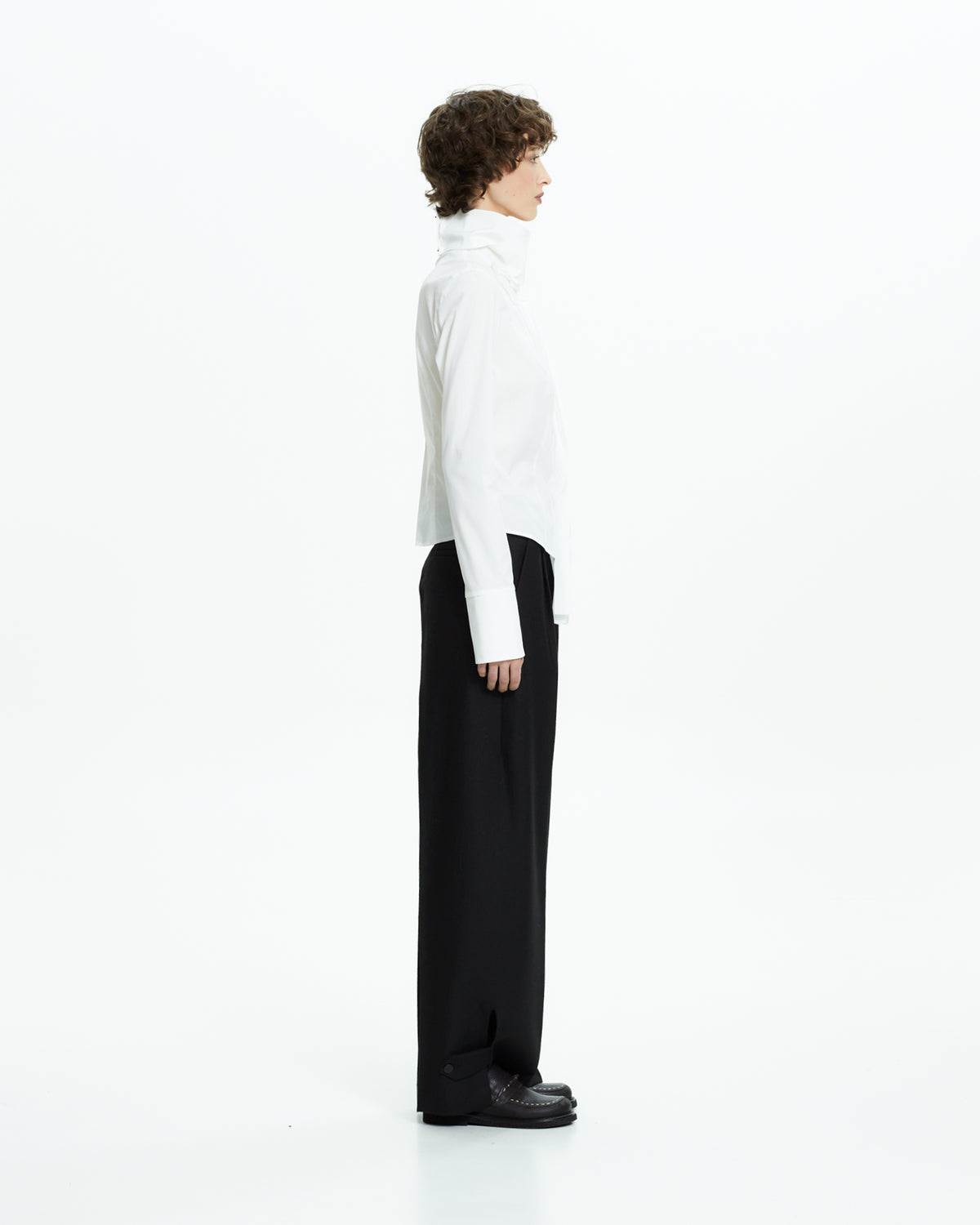 _MALLONI Camicia scultorea con collo drappeggiato BIANCO