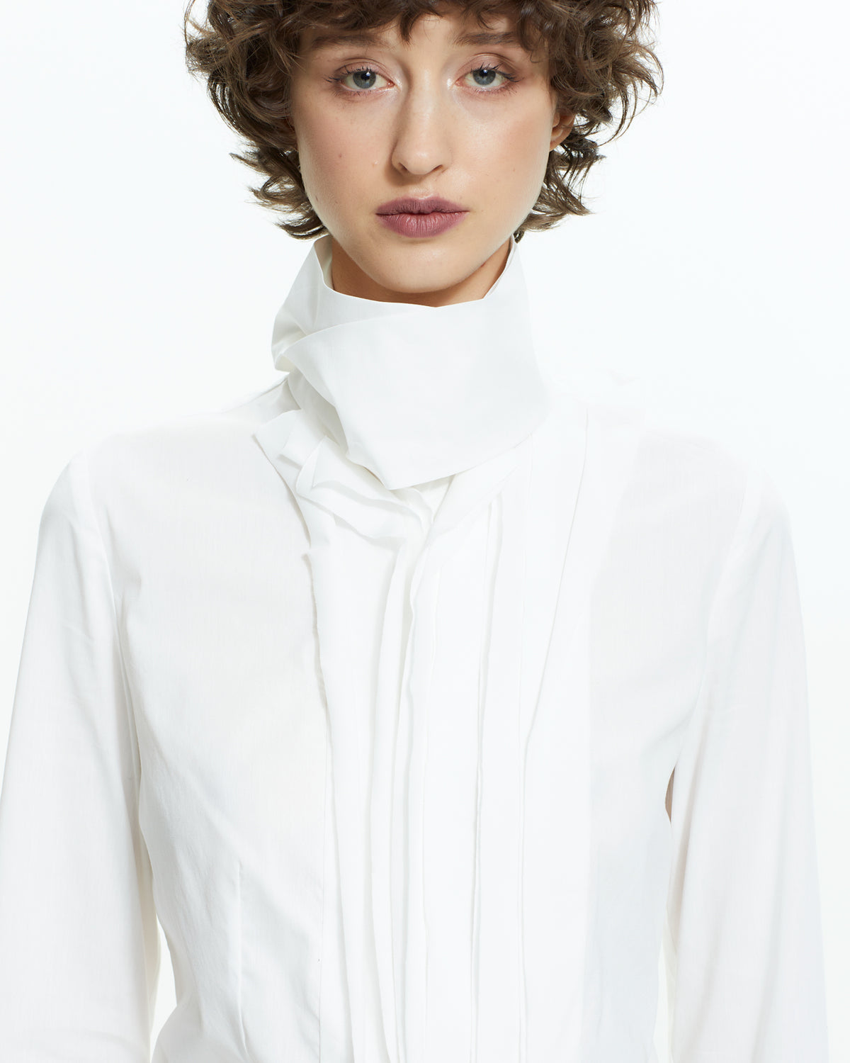 _MALLONI Camicia scultorea con collo drappeggiato BIANCO