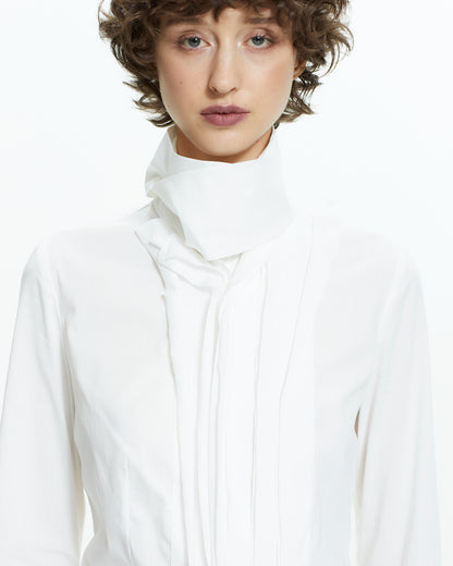 _MALLONI Camicia scultorea con collo drappeggiato BIANCO