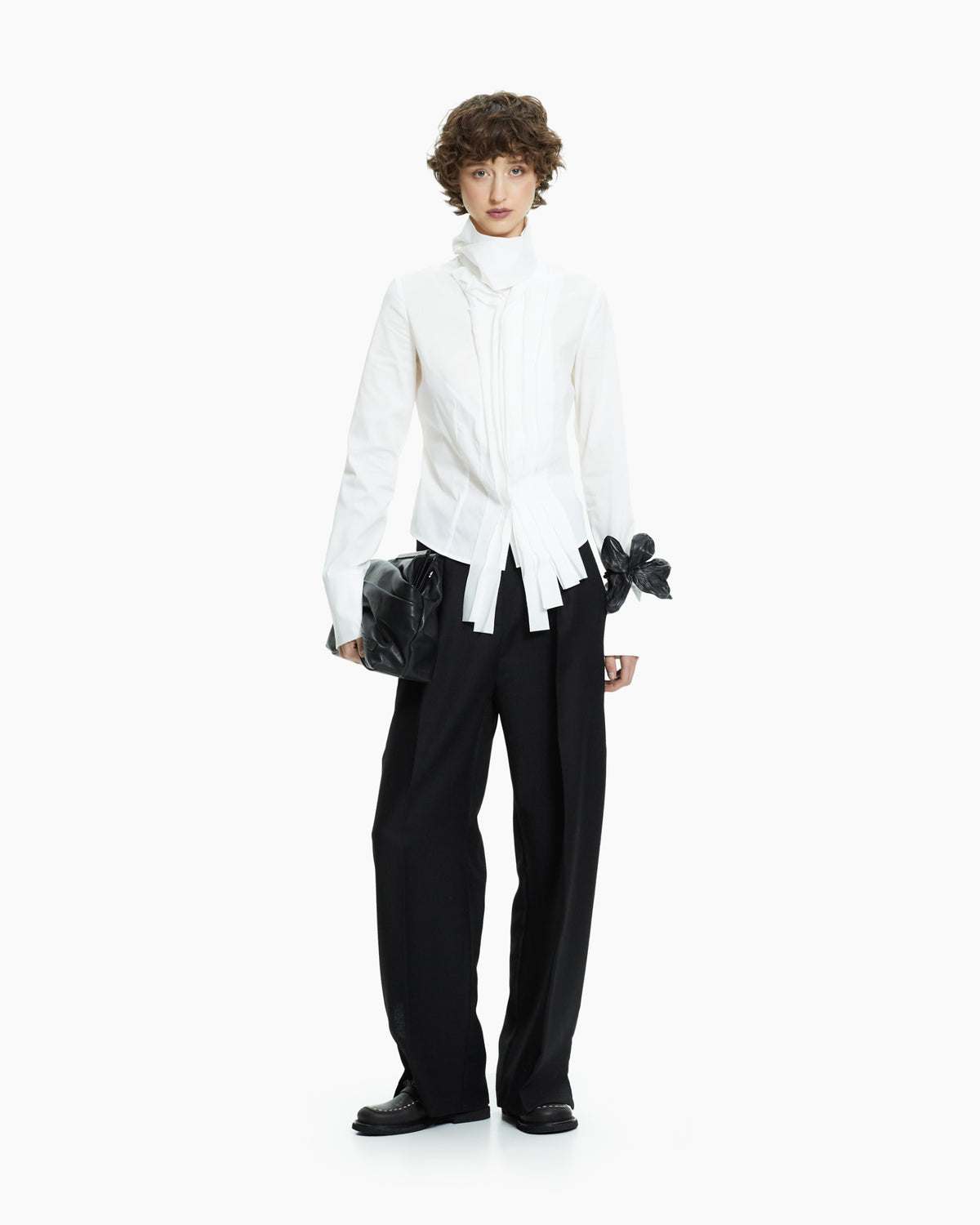 _MALLONI Camicia scultorea con collo drappeggiato BIANCO