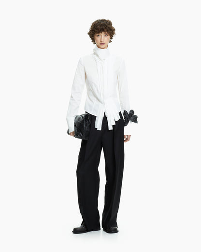 _MALLONI Camicia scultorea con collo drappeggiato BIANCO