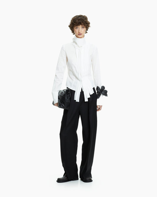 _MALLONI Camicia scultorea con collo drappeggiato BIANCO
