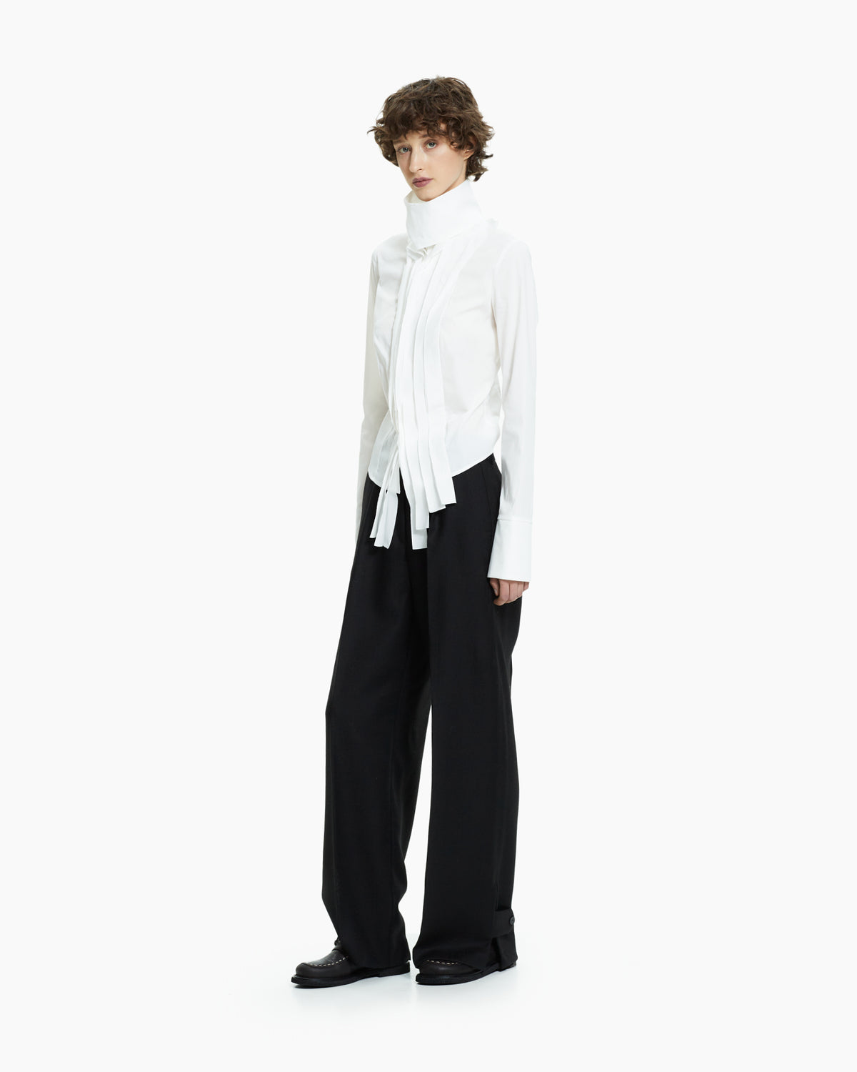 _MALLONI Camicia scultorea con collo drappeggiato BIANCO
