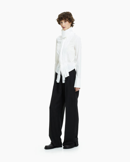 _MALLONI Camicia scultorea con collo drappeggiato BIANCO