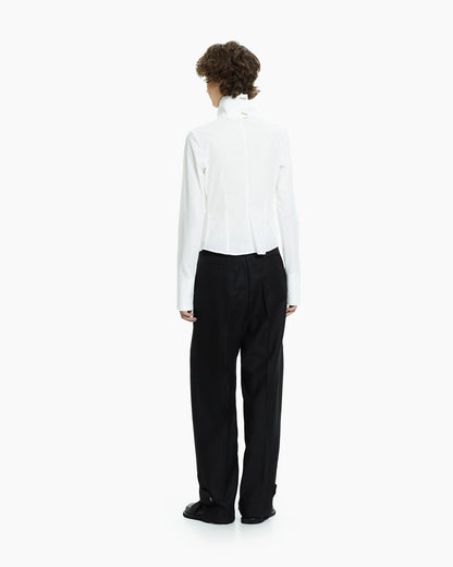_MALLONI Camicia scultorea con collo drappeggiato BIANCO