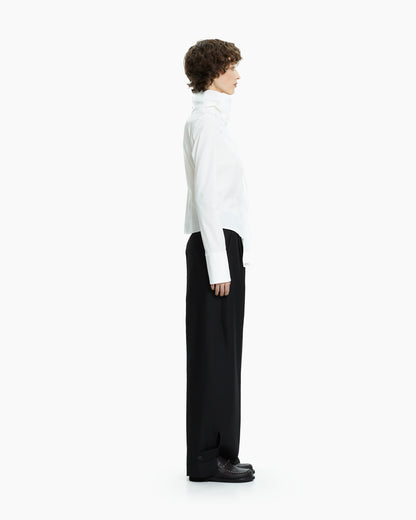 _MALLONI Camicia scultorea con collo drappeggiato BIANCO