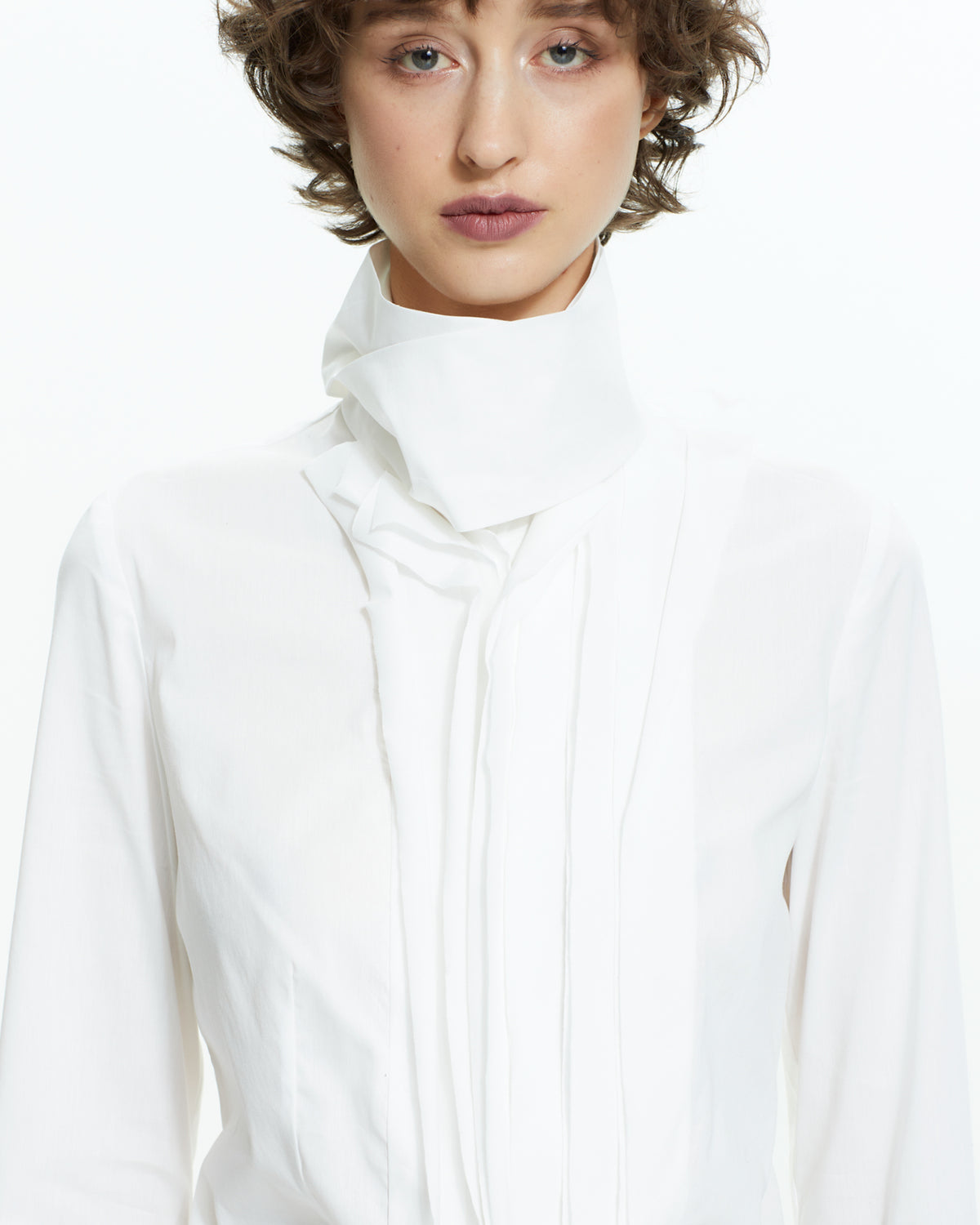 _MALLONI Camicia scultorea con collo drappeggiato BIANCO