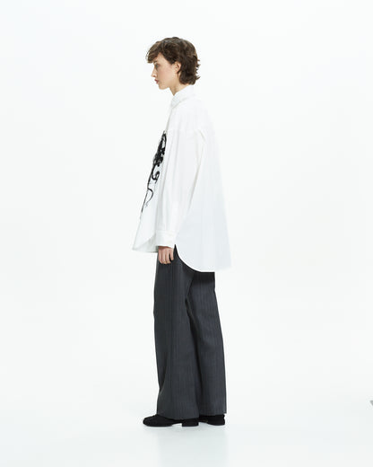_MALLONI Camicia oversize con ricamo astratto BIANCO