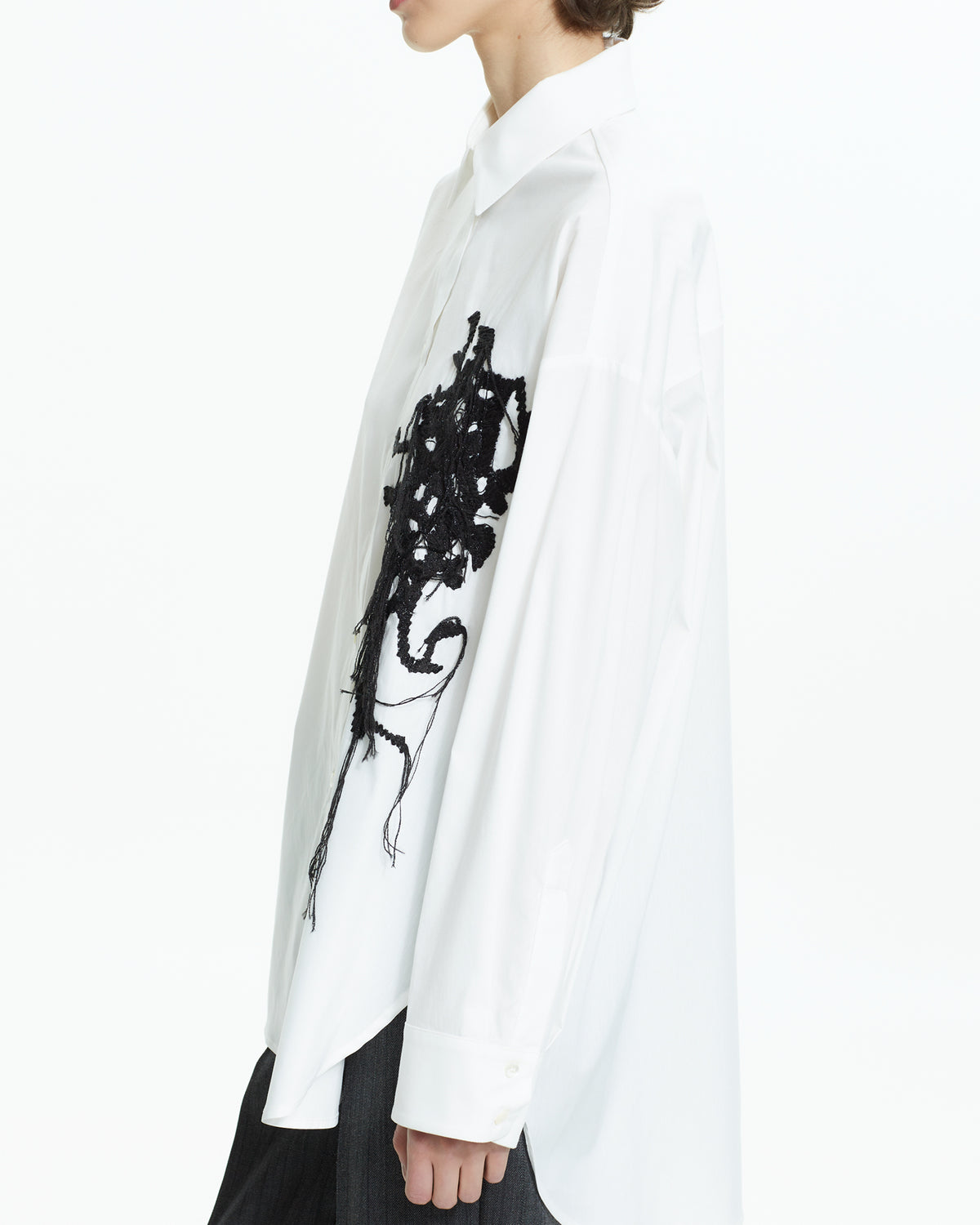 _MALLONI Camicia oversize con ricamo astratto BIANCO