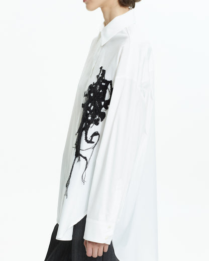 _MALLONI Camicia oversize con ricamo astratto BIANCO