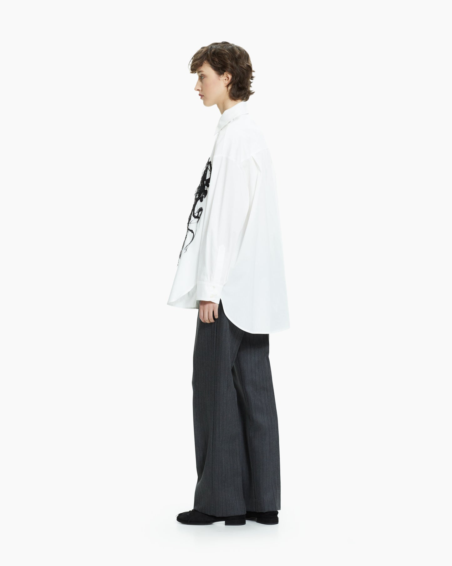 _MALLONI Camicia oversize con ricamo astratto BIANCO