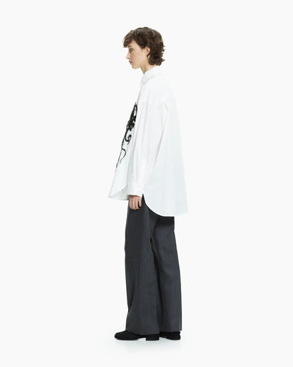 _MALLONI Camicia oversize con ricamo astratto BIANCO