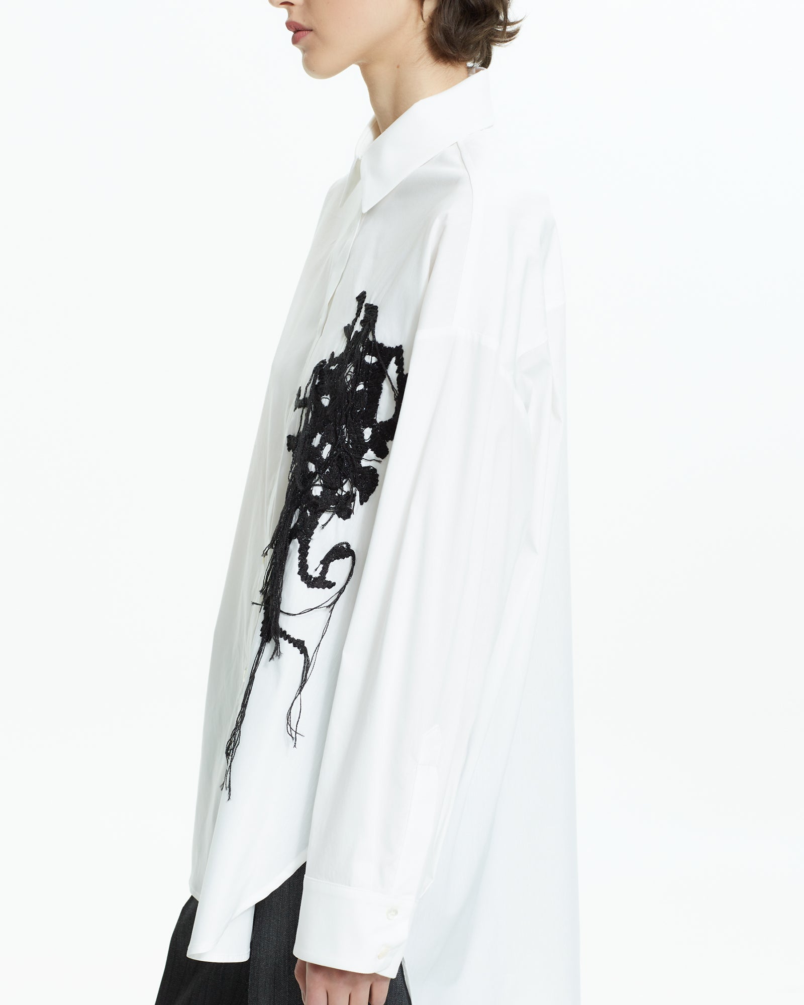 _MALLONI Camicia oversize con ricamo astratto BIANCO