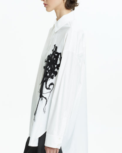 _MALLONI Camicia oversize con ricamo astratto BIANCO