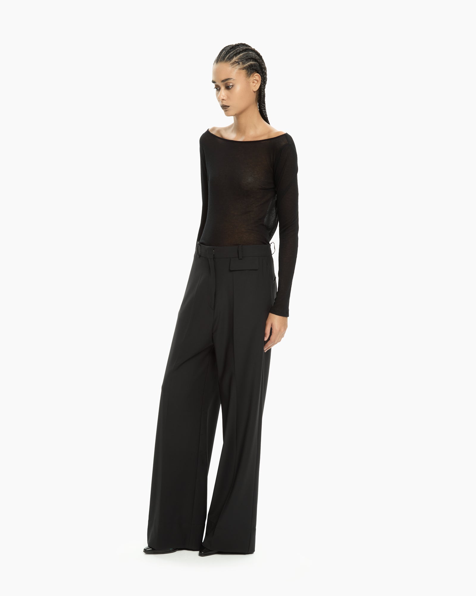 _MALLONI Pantaloni a gamba ampia NERO