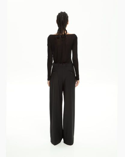 _MALLONI Pantaloni a gamba ampia NERO