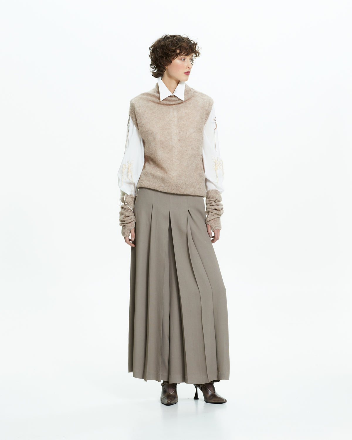 _MALLONI Pantalone palazzo con pieghe TORTORA