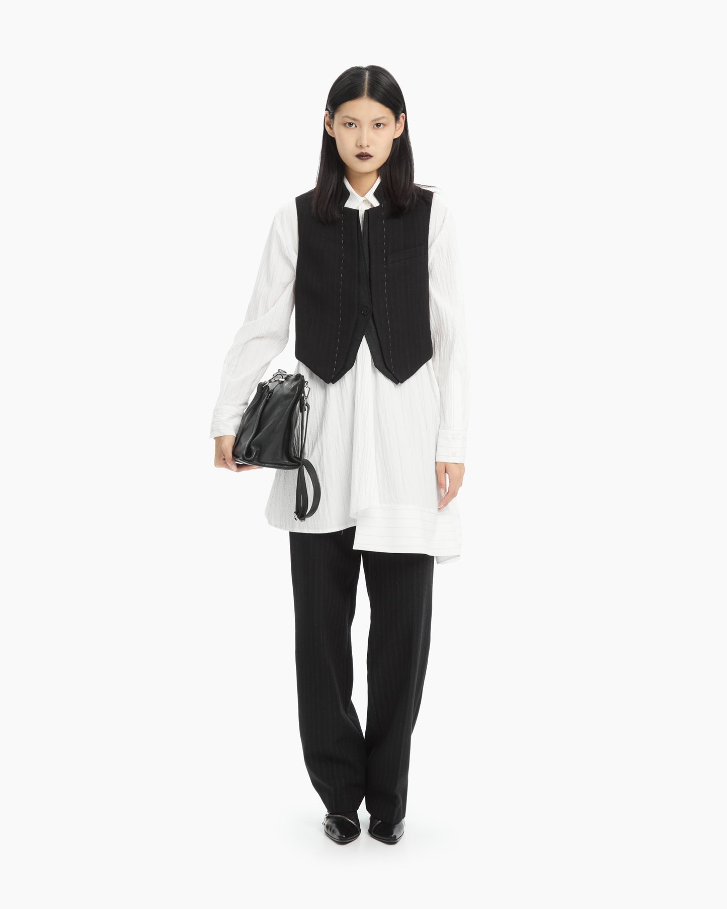 _MALLONI Pantalone gessato NERO