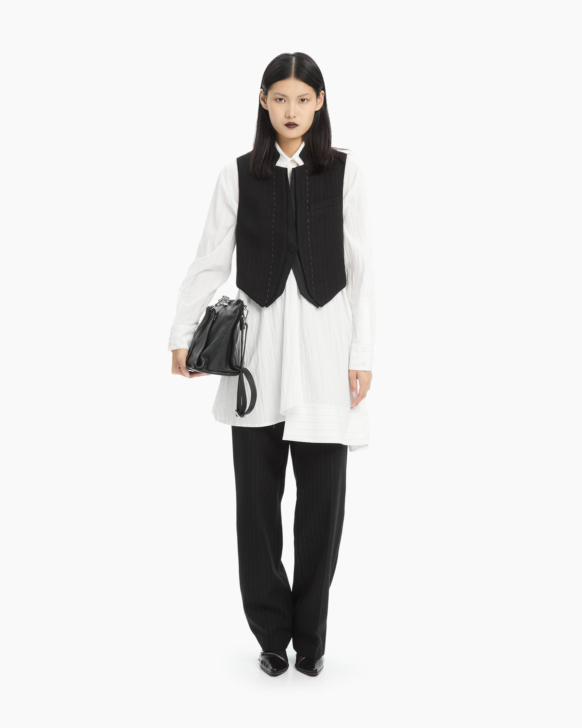 _MALLONI Pantalone gessato NERO