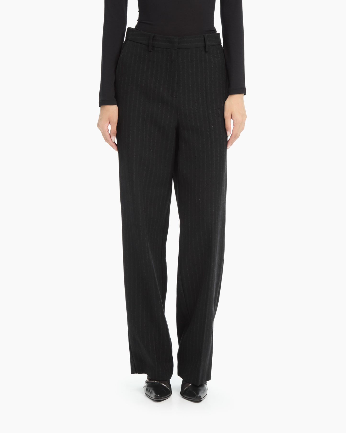 _MALLONI Pantalone gessato NERO