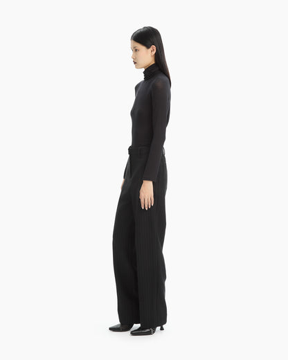 _MALLONI Pantalone gessato NERO
