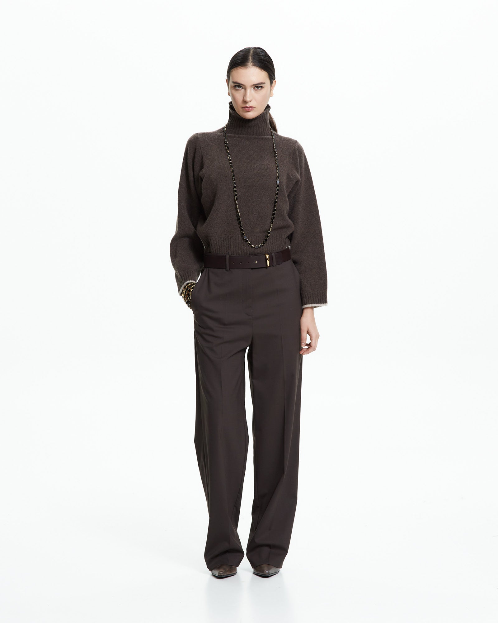 _MALLONI Pantalone sartoriale MARRONE