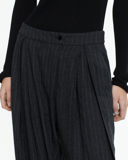 _MALLONI Pantalone gessato a pieghe ampie GRIGIO