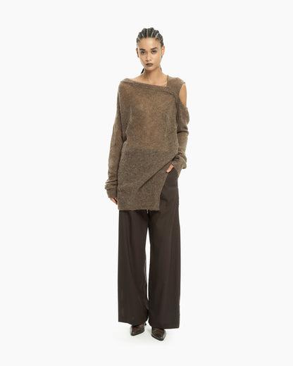 _MALLONI Pantalone wide-leg MARRONE